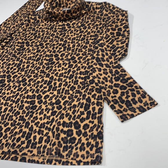 Talbots Turtleneck Leopard Print cotton spandex brown black Petite Size S - Picture 4 of 6